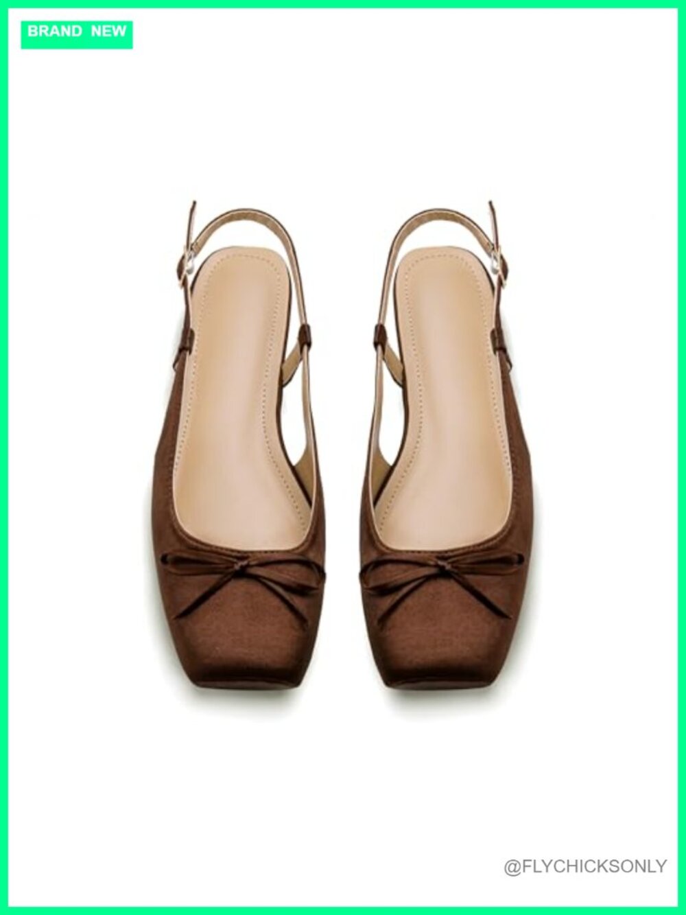 Women's Slingback Ballet Flats Square Toe Satin Dressy Comfort Shoes